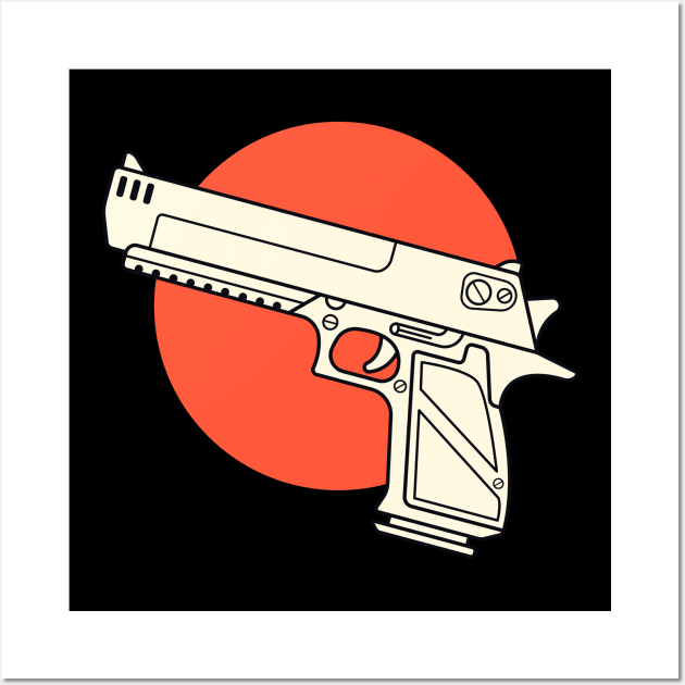 Retro Pistol Weapon Japanese Style Wall Art by anubis1986